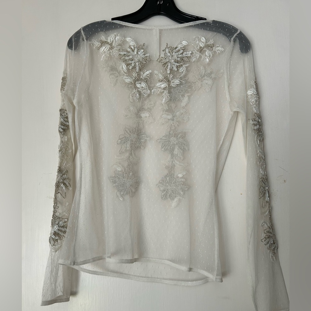 Anthropologie Mesh embellished top new with tags - Picture 10 of 12